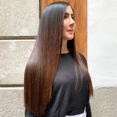 Resultado do nosso alisamento saudável e orgânico Discovery da Ybera Paris